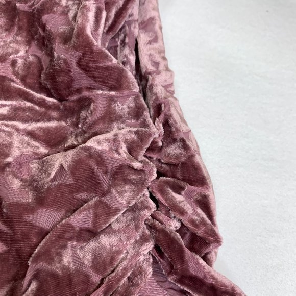 The Muses Lounge Velvet Burnout Dolman Ruched Cardigan Dusty Mauve NEW - Picture 8 of 15